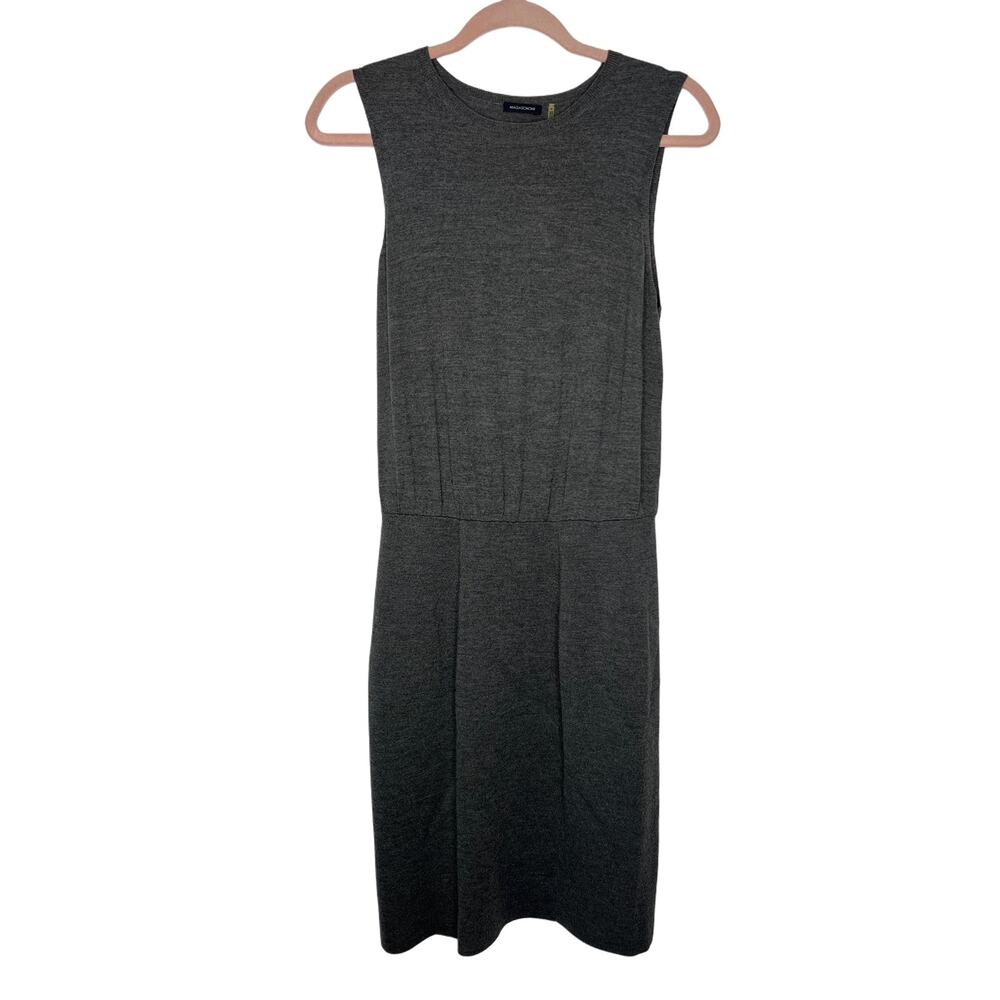 Magaschoni Gray Soft 100% Wool Sleeveless Midi Pencil Minimal Cozy Dress Size S